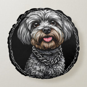 Dog in an Artistic Design Round Cushion