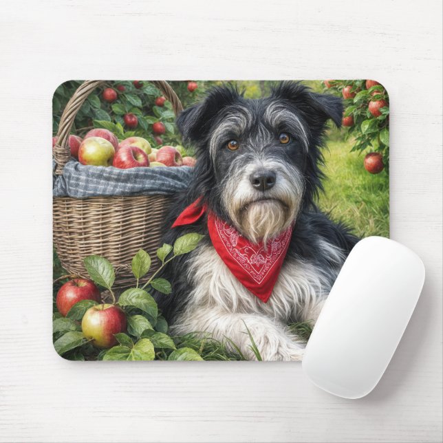 Dog In Apple Orchard Mouse Mat (With Mouse)