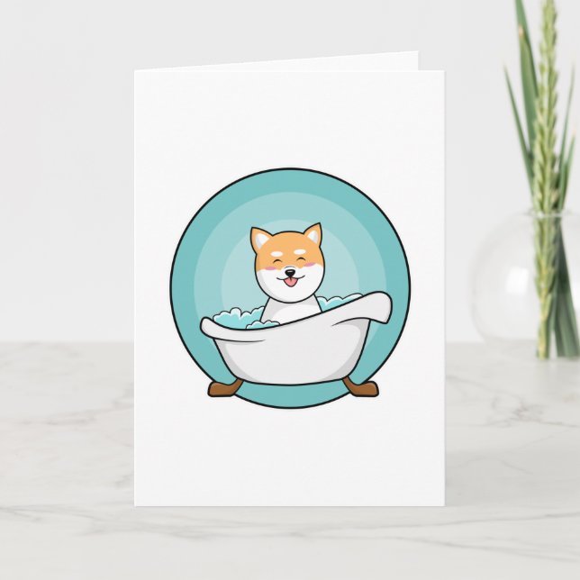 Dog in Bathtub Card (Front)