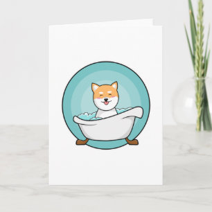 Dog in Bathtub Card