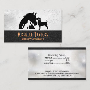 Dog in Bathtub   Grooming   Leather Business Card