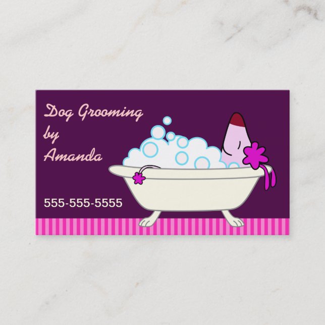 Dog in Bathtub - Pet Groomer Business Card (Front)