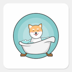 Dog in Bathtub Square Sticker