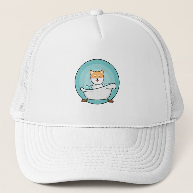 Dog in Bathtub Trucker Hat (Front)