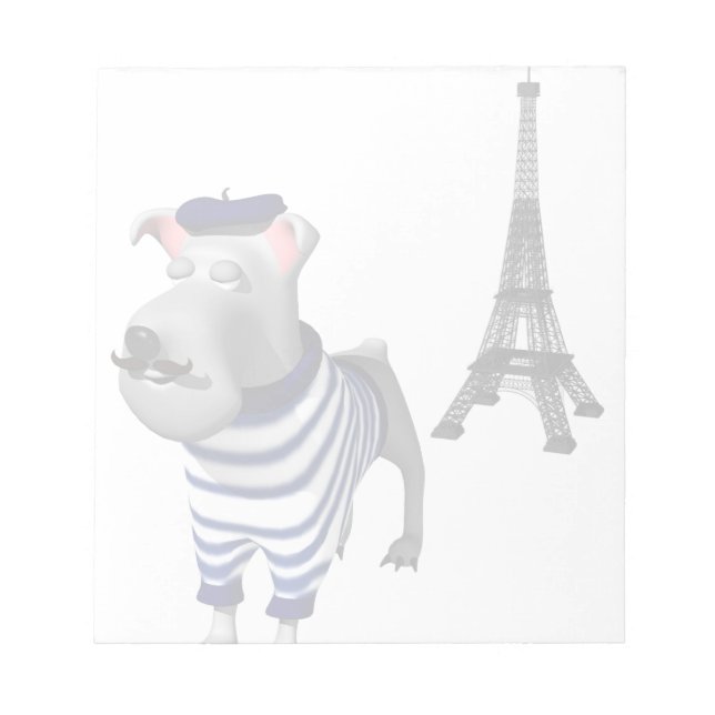 Dog in Beret in front of Eiffel Tower Notepad (Front)