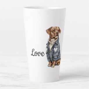 Dog in Blue Denim Jacket Latte Mug