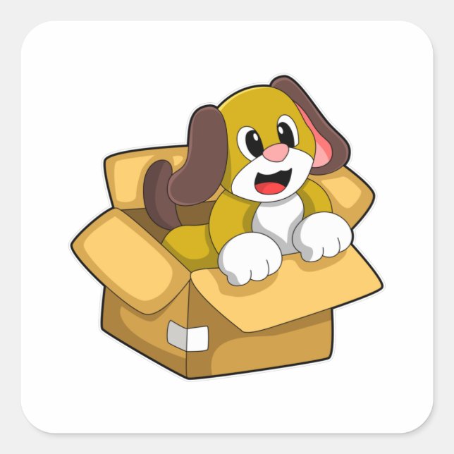 Dog in Box Square Sticker (Front)
