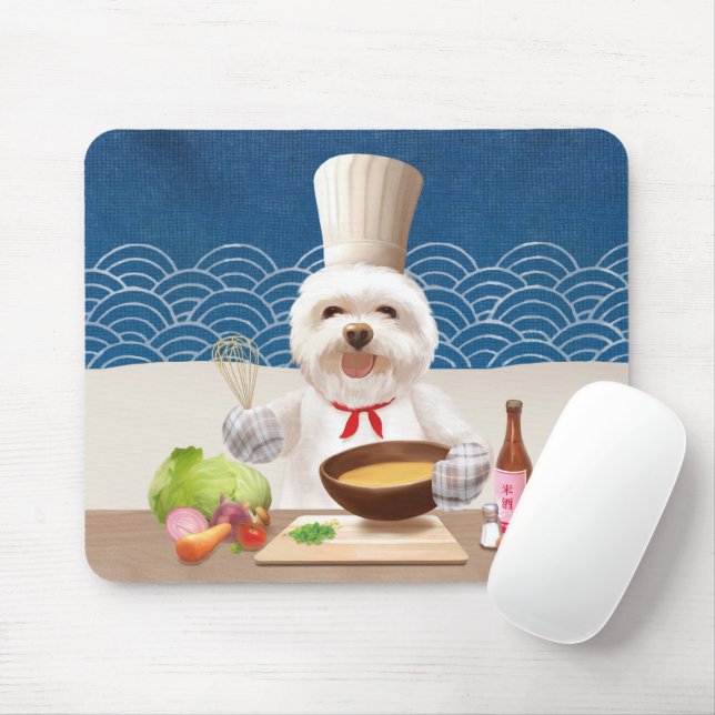 Dog In Chef Hat Cooks Soup Mouse Mat (With Mouse)