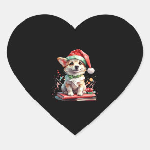 Dog in Christmas Hat with Books - A Perfect Christ Heart Sticker