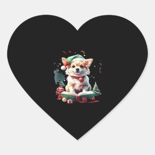 Dog in Christmas Hat with Books - A Perfect Christ Heart Sticker