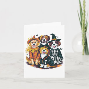 Dog In Costumes Fall Season Halloween Funny Dog Te Card