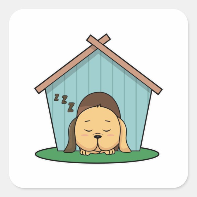 Dog in Dog house Square Sticker (Front)
