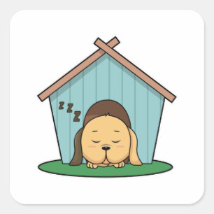 Dog in Dog house Square Sticker