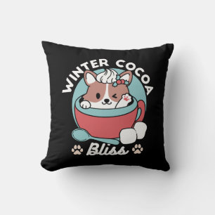 Dog in Festive Mug for Holiday Vibes - Winter Coco Cushion