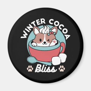 Dog in Festive Mug for Holiday Vibes - Winter Coco Magnet