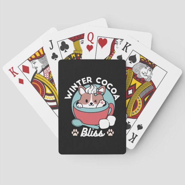 Dog in Festive Mug for Holiday Vibes - Winter Coco Playing Cards (Back)