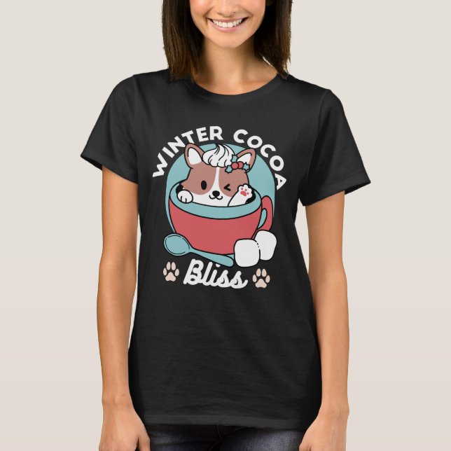 Dog in Festive Mug for Holiday Vibes - Winter Coco T-Shirt (Front)