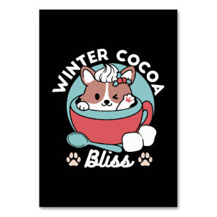 Dog in Festive Mug for Holiday Vibes - Winter Coco Table Number