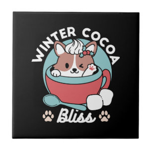 Dog in Festive Mug for Holiday Vibes - Winter Coco Tile