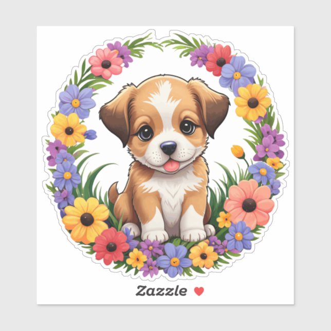 dog in floral archway (Sheet)