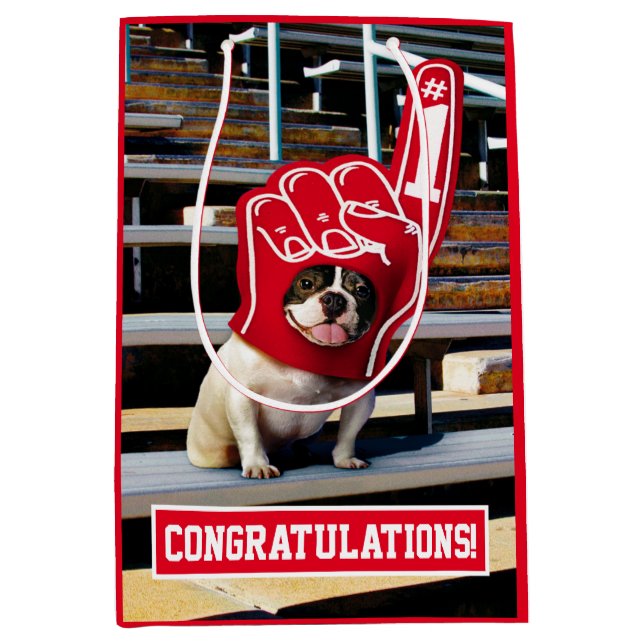 Dog In Foam Hand Medium Gift Bag (Front)