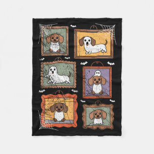 Dog In Ghost Costume Funny Halloween Puppy Lover  Fleece Blanket