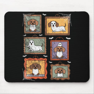 Dog In Ghost Costume Funny Halloween Puppy Lover Mouse Mat