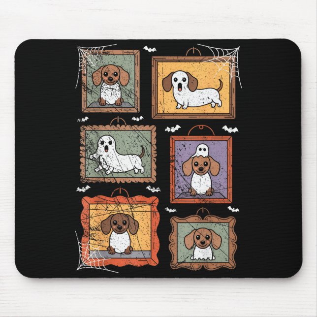 Dog In Ghost Costume Funny Halloween Puppy Lover  Mouse Mat (Front)