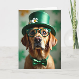 Dog In Green Top Hat Celebration Card
