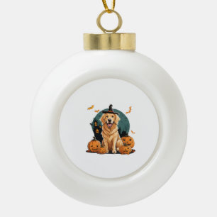 dog in halloween funny ceramic ball christmas ornament