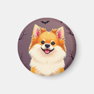 Dog in Halloween Scene with Pumpkins Magnet