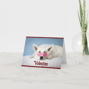 Dog In Heart Shaped Glasses Valentine Card