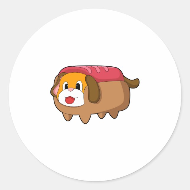 Dog in Hotdog Classic Round Sticker (Front)
