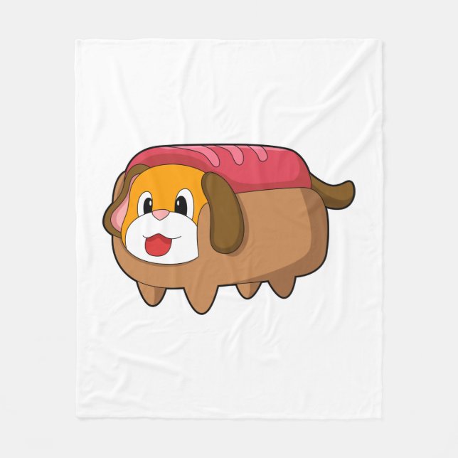 Dog in Hotdog Fleece Blanket (Front)