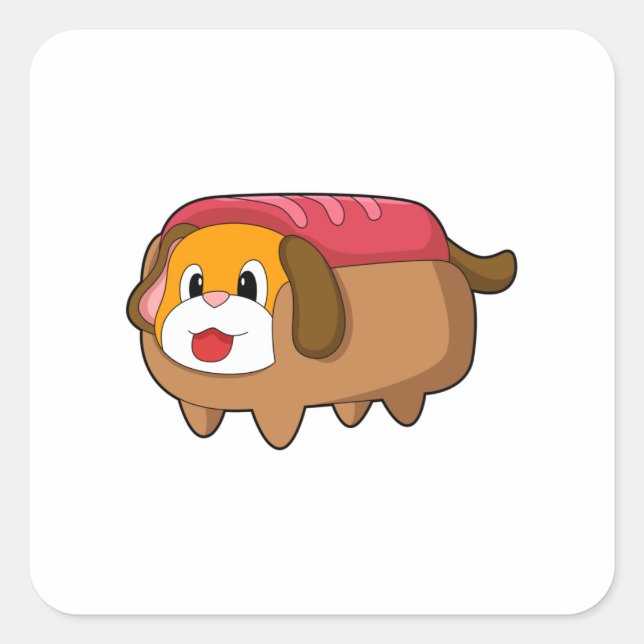 Dog in Hotdog Square Sticker (Front)