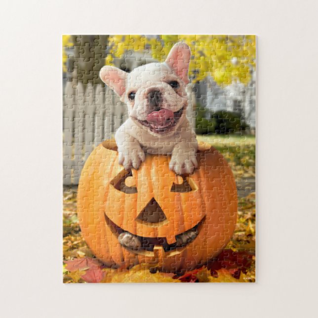Dog in Jack-o-Lantern Jigsaw Puzzle (Vertical)