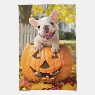 Dog in Jack-o-Lantern Tea Towel