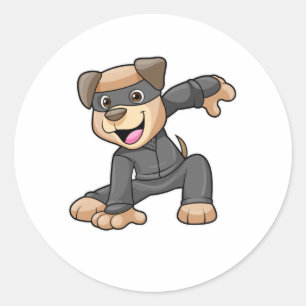 Dog in Ninja Costume Classic Round Sticker