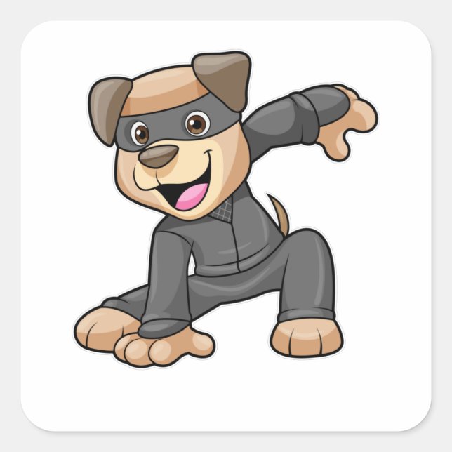 Dog in Ninja Costume Square Sticker (Front)