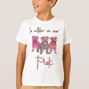 Dog In October We Wear Pink Ribbon Breast Cancer T-Shirt