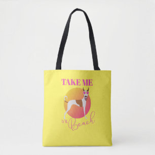 Dog in Pink Sunglasses Take Me To The Beach Tote