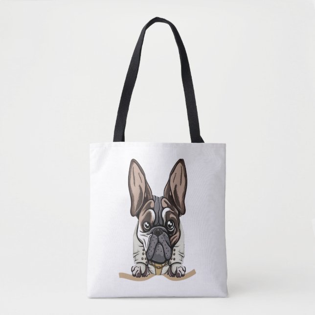 Dog in Pocket Funny Puppy for Dog Lovers Bulldog  Tote Bag (Front)