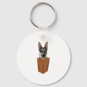 Dog in Pocket Funny Puppy for Dog Lovers German Sh Key Ring