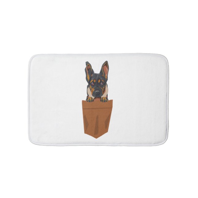 Dog in Pocket Funny Puppy for Dog Lovers Rottweile Bath Mat (Front)