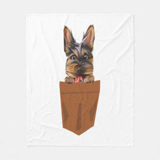 Dog in Pocket Funny Puppy for Dog Lovers Yorkshire Fleece Blanket