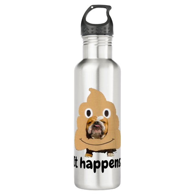 Dog in Poop Emoji Costume 710 Ml Water Bottle (Front)