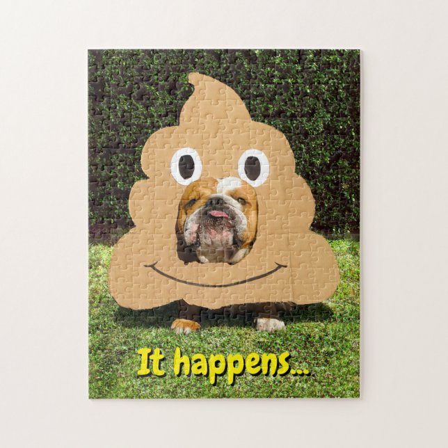 Dog in Poop Emoji Costume Jigsaw Puzzle (Vertical)