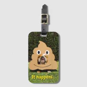 Dog in Poop Emoji Costume Luggage Tag