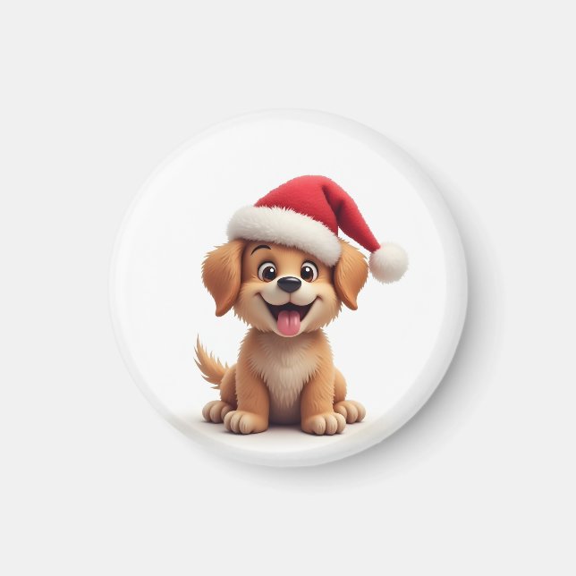 Dog in Santa hat Magnet (Front)
