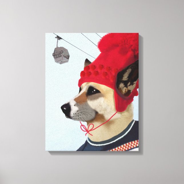 Dog in Ski Sweater Canvas Print (Front)